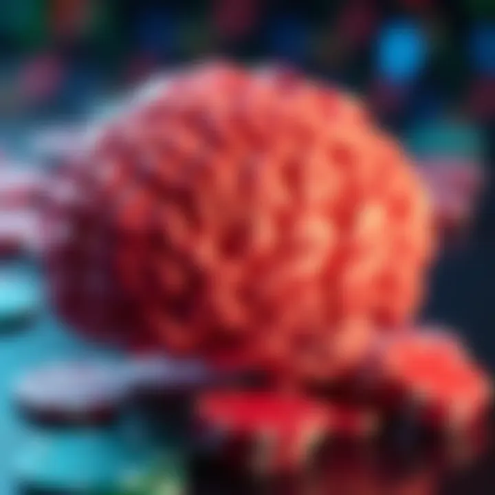 Human brain with colorful gambling chips around it, illustrating the connection between gambling and brain chemistry.