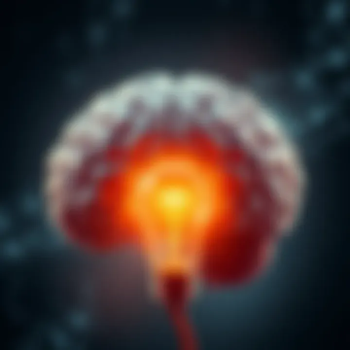 Brain with lightbulb A glowing lightbulb above a human brain, symbolizing creativity and intelligence.