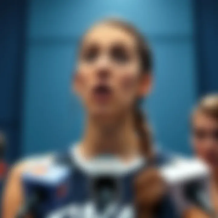 Breanna Stewart Controversial Ban Breanna Stewart looking surprised during a press conference about her league ban