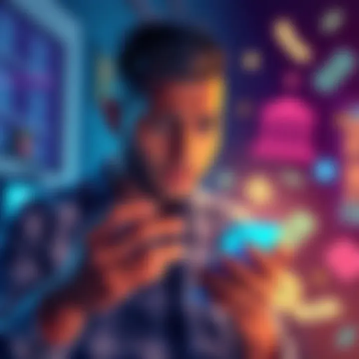 A person looking frustrated while checking their phone for Breeze withdrawal updates, surrounded by money and bank icons