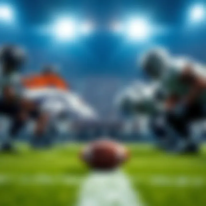 Broncos vs Raiders Football Match Players from the Broncos and Raiders facing off on the field during a Thursday Night Football game