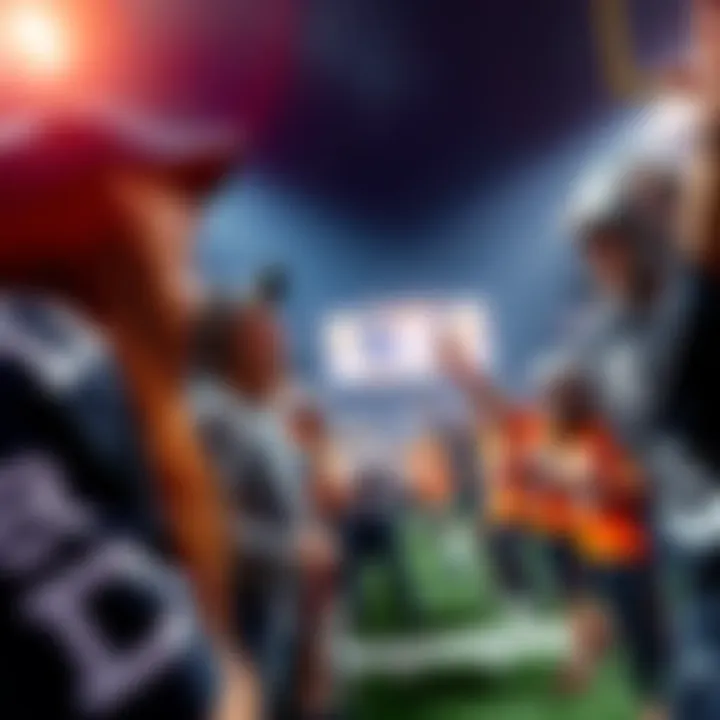 Fans wearing Broncos and Raiders gear get ready for the game with excitement in the air