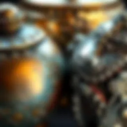 A side-by-side view of bronze and silver objects, highlighting their color and texture differences.