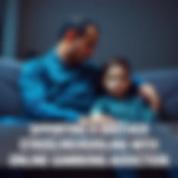 A concerned brother talks to his younger sibling sitting on a couch, showing compassion and support during a tough time with online gambling addiction.
