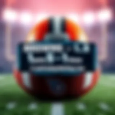 Graphic showing the betting line of Browns favored by -1.5 points against Titans with football background