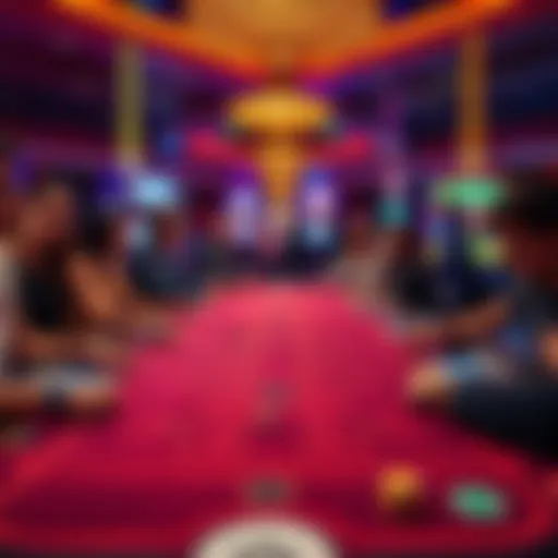 People playing bubble craps at a lively casino table with colorful chips and dice