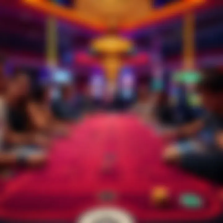 People playing bubble craps at a lively casino table with colorful chips and dice