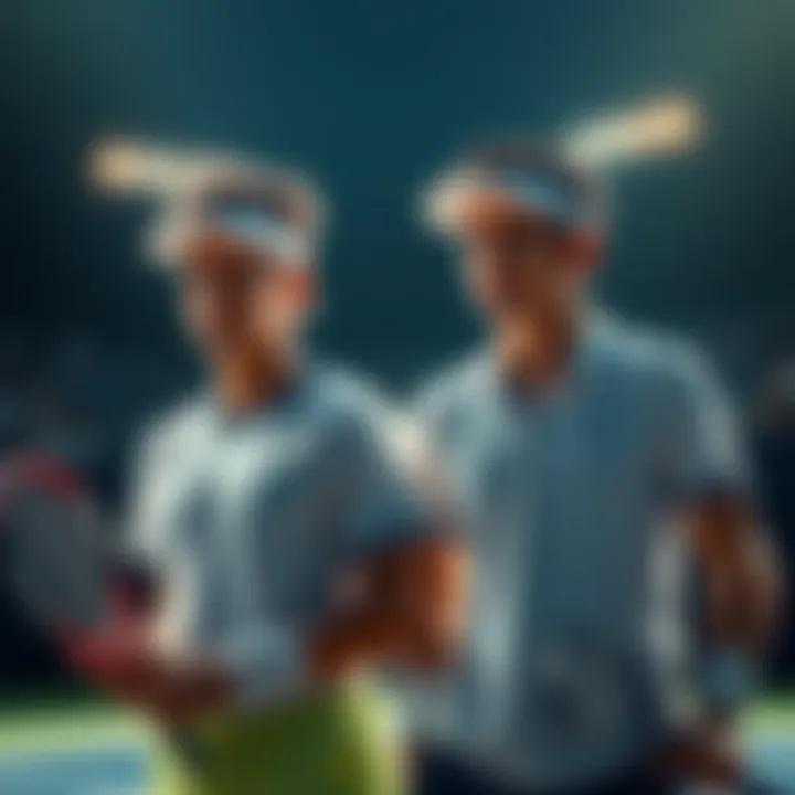 Tennis Players Bublik and Munar Ready to Compete Tennis players Bublik and Munar preparing for their match, showcasing their athletic stance and focus