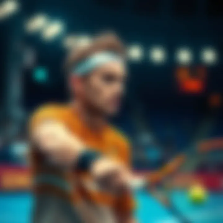 Buddy competing on the court with intense focus during a match