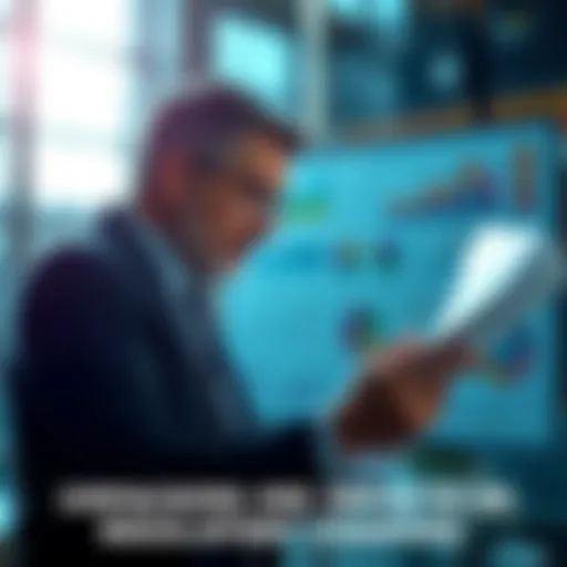 A businessman looks at documents and charts related to recent regulatory changes that impact various industries.