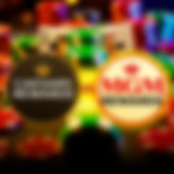 Side-by-side comparison of Caesars Rewards and MGM Rewards logos with casino chips and cards in the background
