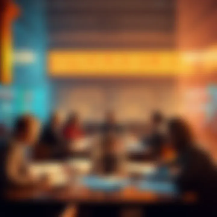 A group of people discussing around a table with documents related to Caesars' settlement issues