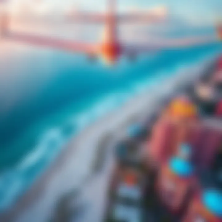 A view of Harrah's Gulf Coast with a plane flying overhead, showing vibrant beach and hotel scenery, representing the Gold Tier experience.