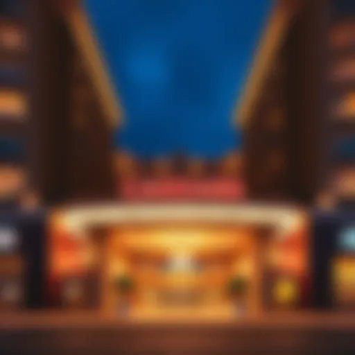 View of the Caesars Atlantic City Hotel showcasing its grandeur and entrance with bright lights.