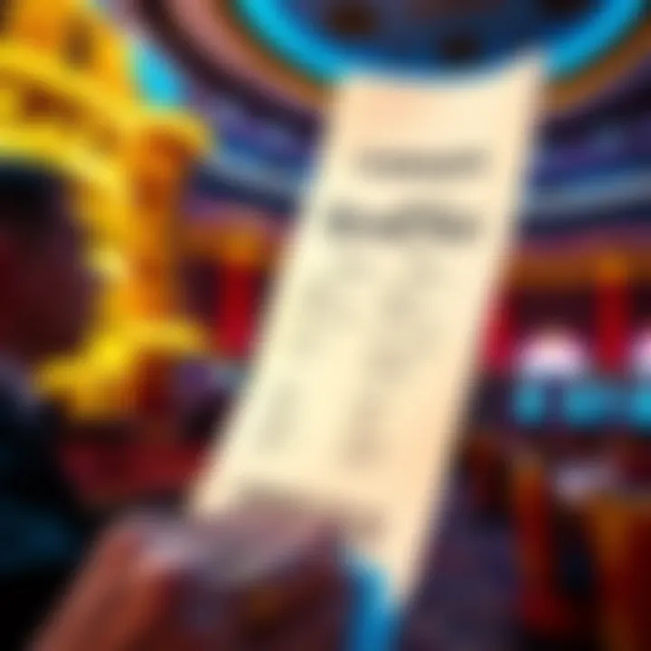 A close-up of a hotel bill showing resort fees, with a shocked guest in the background at a Caesar's resort