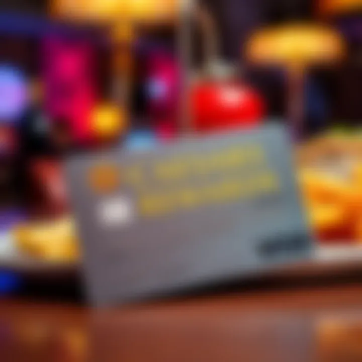 Caesars Rewards Dining Credit Card A close-up of a Caesars Rewards dining credit card with food items in the background, representing dining credits.