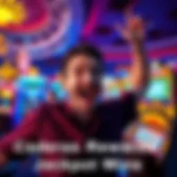 A person celebrating a jackpot win at a casino, looking surprised and joyful, with slot machine in the background.