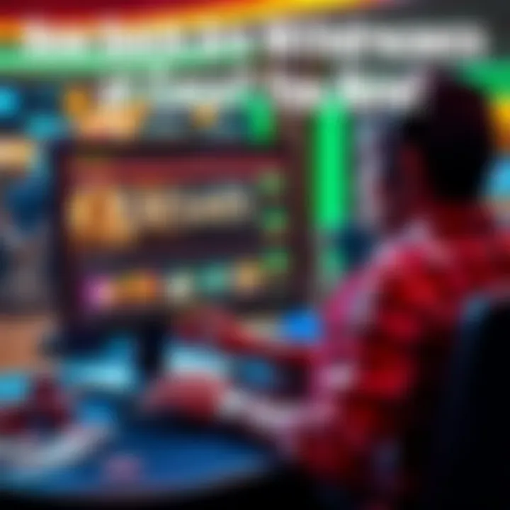 A person at a computer checking their withdrawal status on a gaming site with cash and casino chips around them