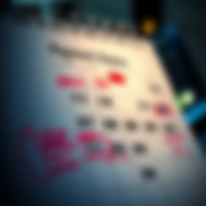 A calendar page marked with dates for pre monthly payments, showing reminders and highlights.