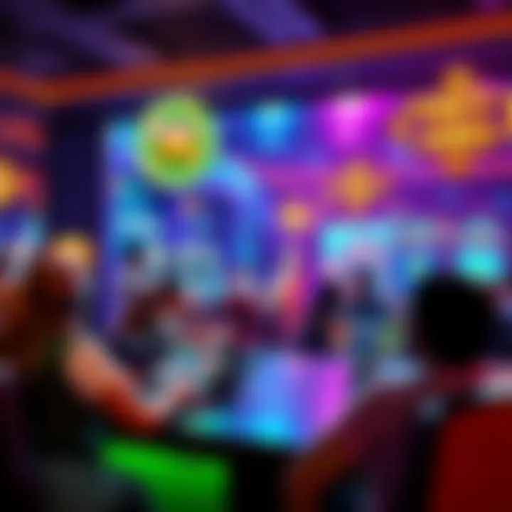 A vibrant depiction of a Canadian online casino interface with players enjoying various games