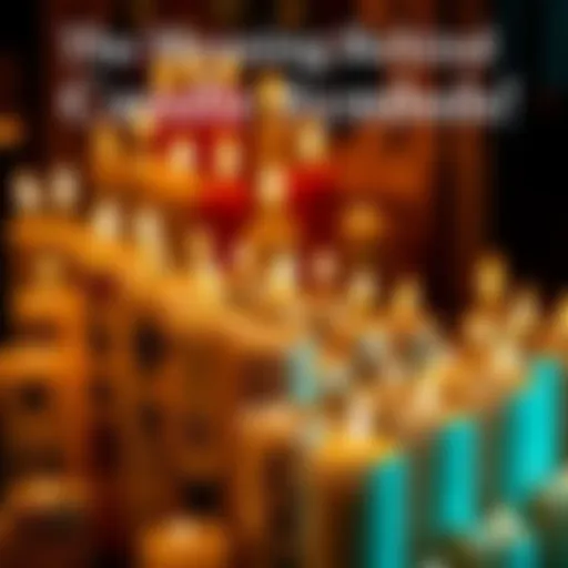 A collection of candles featuring different symbols representing various cultures and traditions