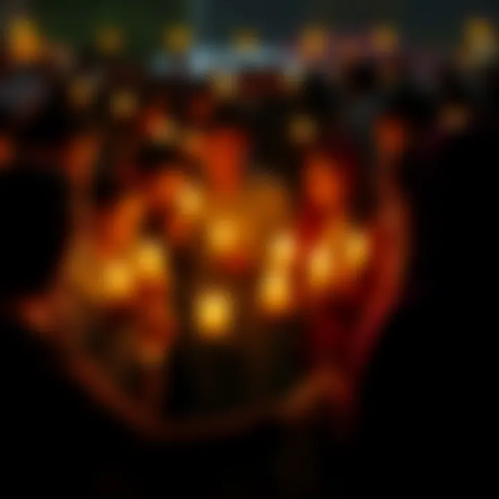 Candlelight Farewell A group of people holding candles in a circle, reflecting moments of farewells and memories shared together
