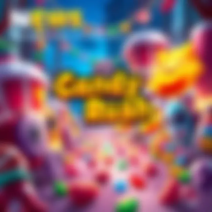 Colorful screenshot of Candy Rush featuring new exciting elements and characters