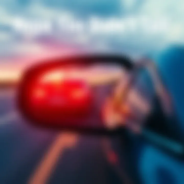 Car Tail Risk A car speeding with a visible tail in the rearview mirror, symbolizing the dangers of risky decisions