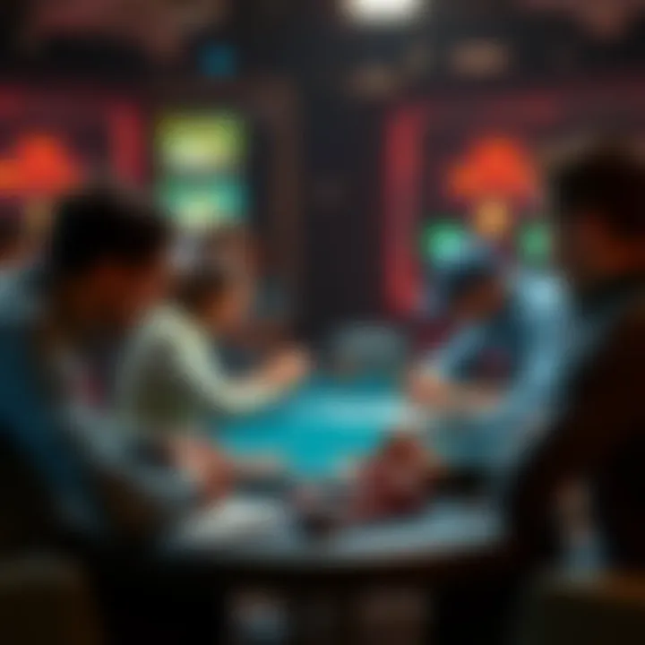 Group of card players talking about their experiences in a card room