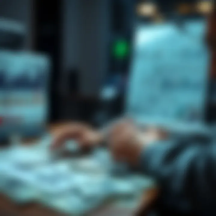 Cash Flow Strategies A person analyzing financial charts and graphs with dollar bills on the table, representing successful cash flow methods.