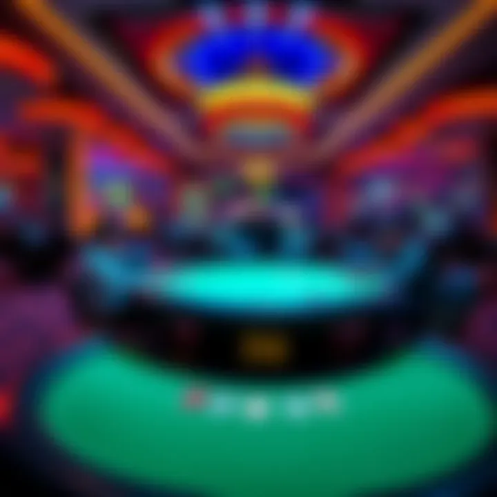 A well-lit poker table in a bustling casino in Vietnam with players engaged in a cash game.