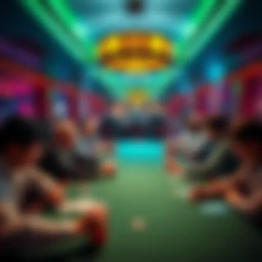 Players gathered around poker tables in a lively casino setting in the Bahamas, engaged in cash games.