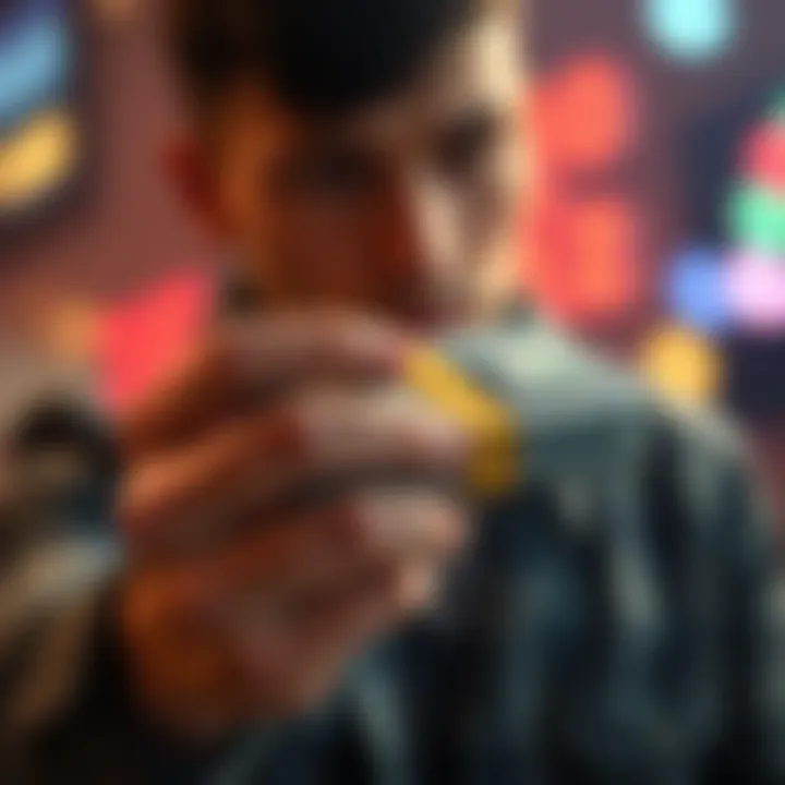 A person holding a stack of cash with a focused expression, symbolizing strategic wagering ideas.