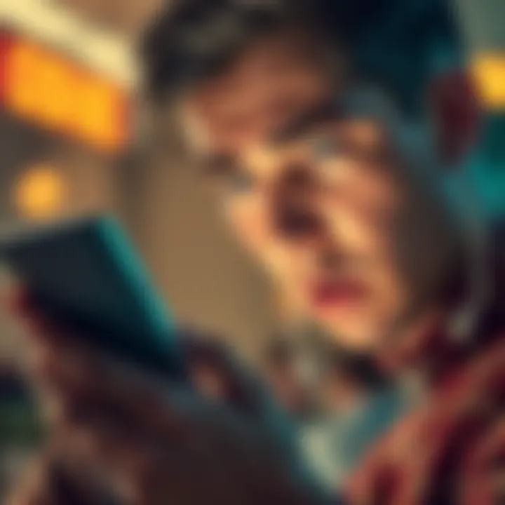 Person looking at Cash App on smartphone with concerned expression, showing frustration over withdrawal issues.