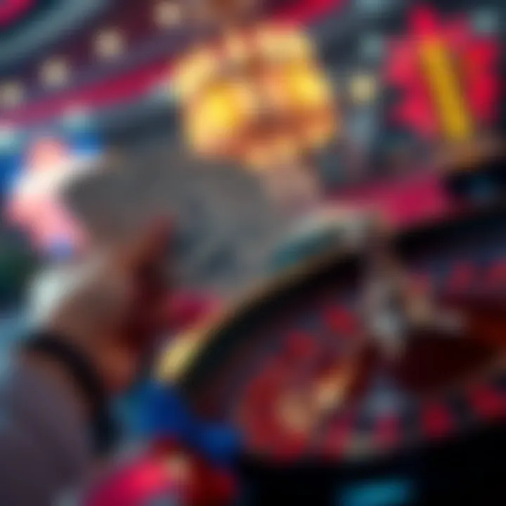 A person holding cash in one hand and a roulette wheel in the other, contemplating their choice between cashing out or gambling.
