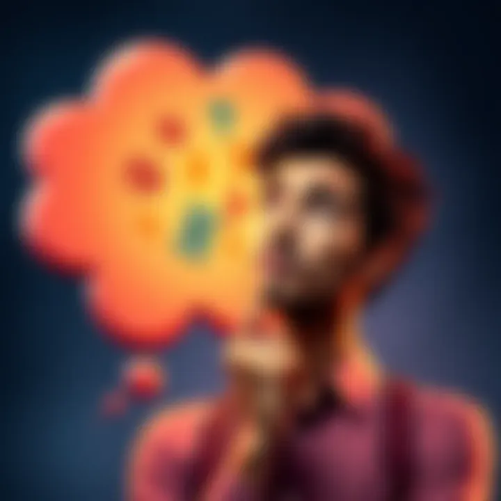 Cash rewards guessing challenge A person pondering with a thinking bubble showing cash symbols, representing the guessing contest for weekly and monthly cash rewards.