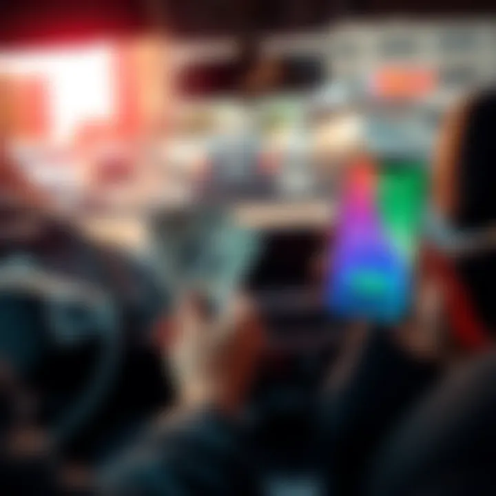 A driver holds cash in one hand and a rideshare app on a phone in the other, showing the choice between payment methods.
