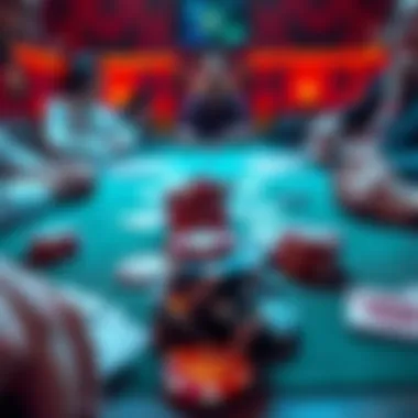 A lively home game scene featuring poker chips, cards, and players enjoying cash and tournament styles together.