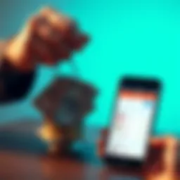 A person weighing cash and a smartphone showing digital payment options