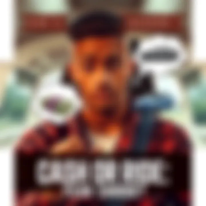 Cash vs Ride Decision A person weighing options between cash and a ride, with a thought bubble showing a stack of money and a car, set in a casual environment.