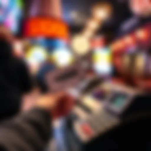 A person holding a $500 Ohio lottery ticket at a cash register in a sports bar, looking pleased as they cash in their winnings.