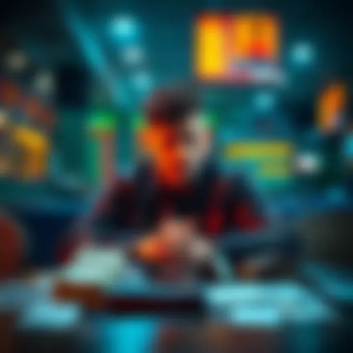 Person sitting at a table with betting slips and empty wallets, reflecting on their sports betting losses, looking thoughtful and stressed.