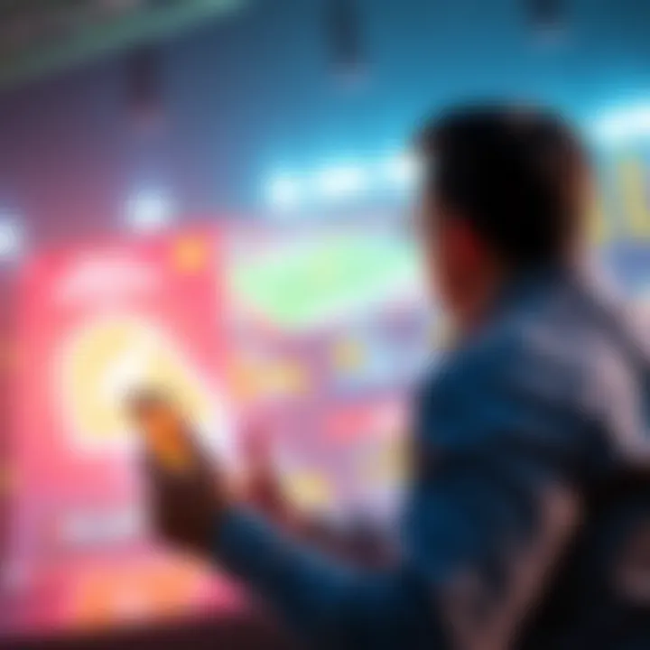 A person discussing betting strategies while looking at a sports game on a screen, weighing the decision to cash out after the game.