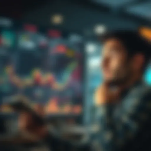 A person looking at financial graphs and contemplating cashing out investments, showing a thoughtful expression