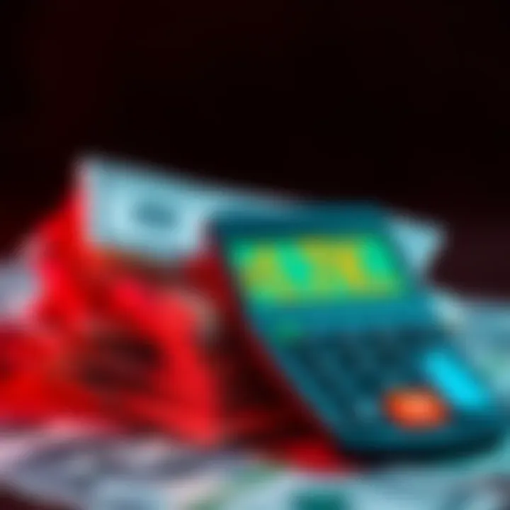 Dollar bills stacked with a calculator showing cashout amount