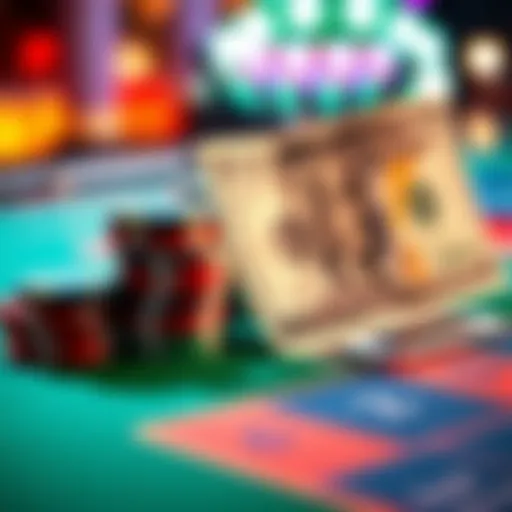 Casino chips and a $100 bill A stack of colorful casino chips beside a crisp $100 bill on a gaming table