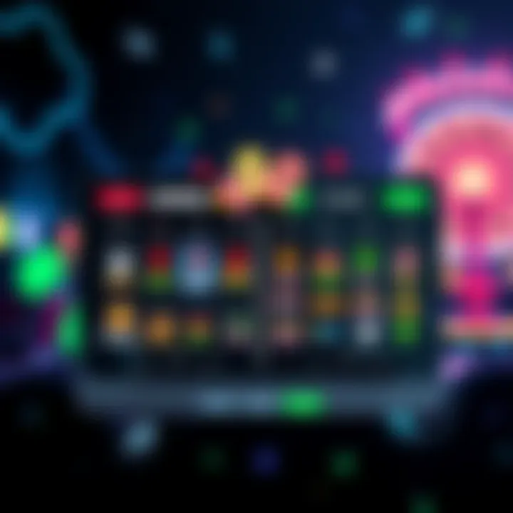 A visual representation of a website showing side-by-side comparisons of casino jackpots and bonuses, featuring vibrant icons for online and land-based casinos.