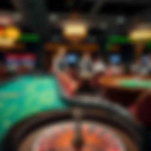 Craps, Roulette, and Blackjack tables in a casino with players and new rule signs