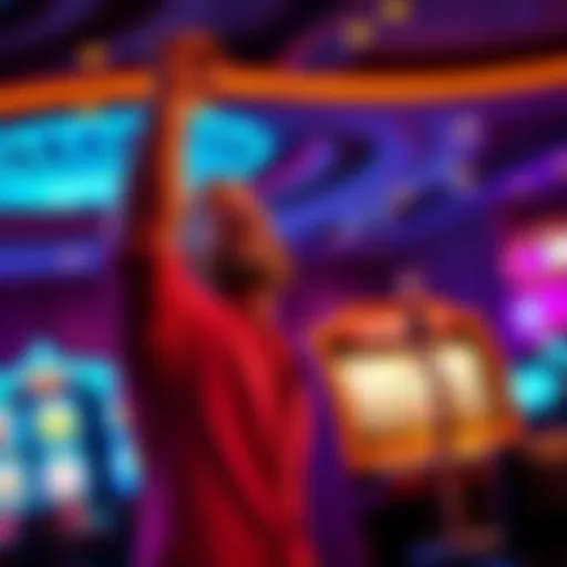 A lucky player celebrating a big win with handpay at Coushatta Casino after a small bet.