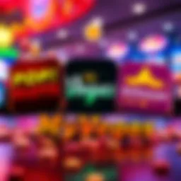 Three casino app logos displayed together, showcasing Pop!Slots, MyVegas, and MyKonami, representing a competitive review.